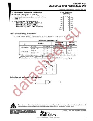 SN74AHC00QPWRG4Q1 datasheet  